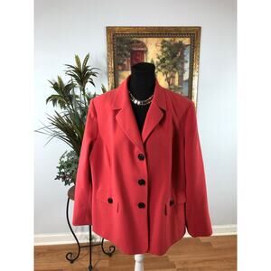 Collection For Le Suit Women Plus 20W Red Lapel Notch Collar 3 Buttons Closure